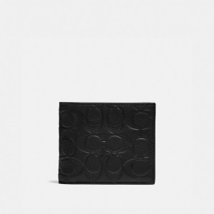 Black Men Coach 3 In 1 Wallet In Signature Leather Pebble Leather Billfolds | NZ_CH80536