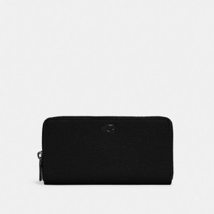 Black Men Coach Accordion With Signature Canvas Interior Large Wallets | NZ_CH74782