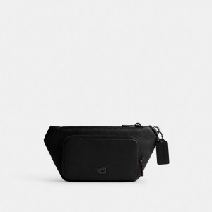 Black Men Coach Belt With Signature Canvas Interior Detail Belt Bags | NZ_CH21026