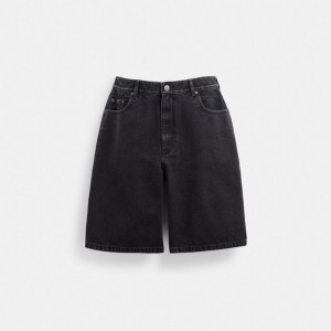 Black Men Coach Black Denim In Organic Cotton Denim Shorts | NZ_CH18275