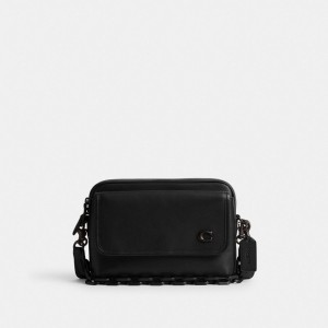 Black Men Coach Charter Flap 24 Crossbody Bags | NZ_CH15707