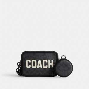 Black Men Coach Charter In Signature Canvas With Graphic Crossbody Bags | NZ_CH56028