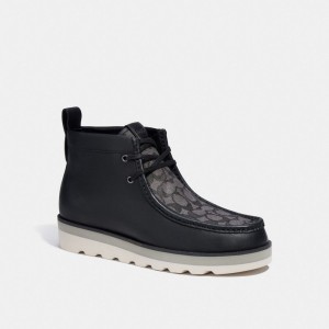 Black Men Coach Chukka In Signature Jacquard Boots | NZ_CH66893