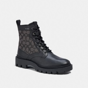 Black Men Coach Citysole Lace Up In Signature Jacquard Boots | NZ_CH87615