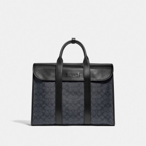 Black Men Coach Gotham Portfoli In Signature Canvas Copper Briefcase | NZ_CH54185