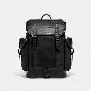 Black Men Coach Hitch Leather Backpacks | NZ_CH12574