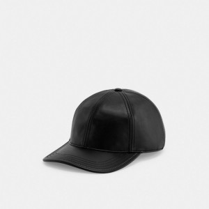 Black Men Coach Leather Baseball Hats | NZ_CH32056