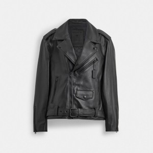 Black Men Coach Moto Jackets | NZ_CH38139