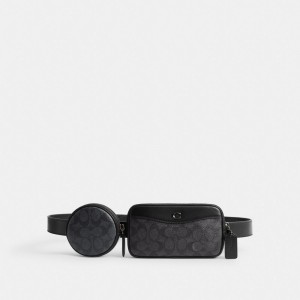 Black Men Coach Multi Pouch Belt In Signature Belt Bags | NZ_CH88296