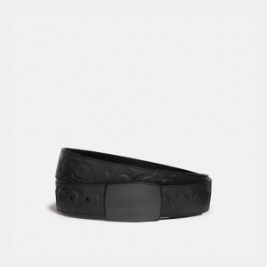 Black Men Coach Plaque Buckle Cut To Size Reversible Belt 38 Mm Belts | NZ_CH84126