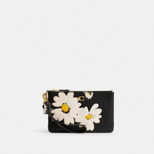 Black Multicolor Women Coach Small With Floral Print Brass Small Wallets | NZ_CH83308