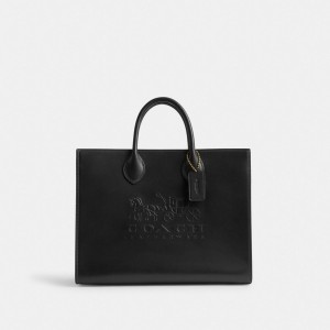 Black Women Coach Ace 35 Brass Tote Bag | NZ_CH23771