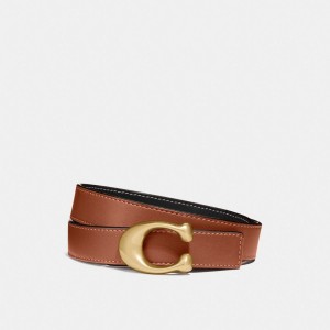 Black Women Coach C Hardware Reversible Belt 25 Mm Brass Belts | NZ_CH81057