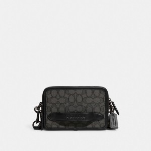 Black Women Coach Charter In Signature Jacquard Crossbody Bags | NZ_CH70952