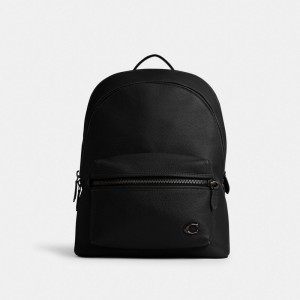 Black Women Coach Charter Polished Pebble Leather Backpacks | NZ_CH52320
