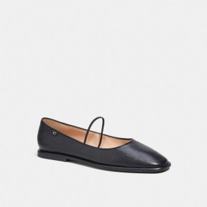 Black Women Coach Emilia Mary Jane Leather Loafers | NZ_CH14390
