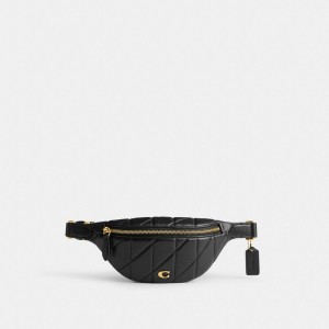 Black Women Coach Essential Belt With Pillow Quilting Brass Belt Bags | NZ_CH22935