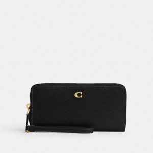 Black Women Coach Essential Continental Brass Large Wallets | NZ_CH63029