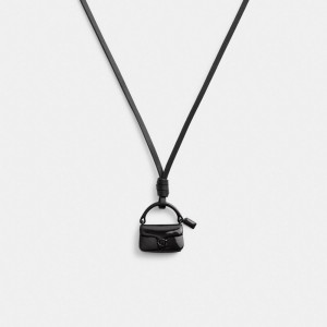 Black Women Coach Handbag Leather Necklace | NZ_CH21513