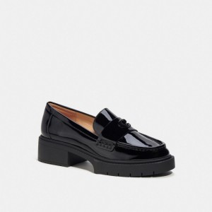 Black Women Coach Leah Leather Loafers | NZ_CH87684