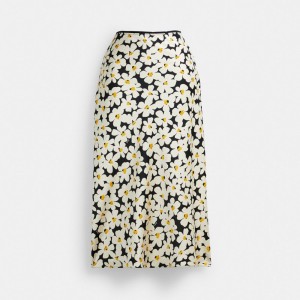 Black Women Coach Long Floral Midi Skirt | NZ_CH79352