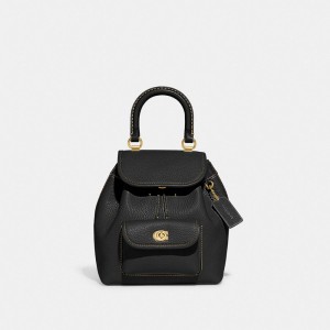 Black Women Coach Riya 21 Glovetanned Leather Backpacks | NZ_CH26280