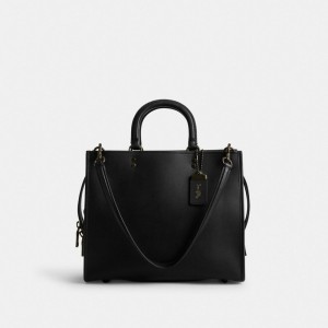Black Women Coach Rogue Glovetanned Leather Handbag | NZ_CH97283