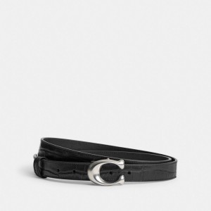 Black Women Coach Sculpted Signature Buckle Reversible Belt 25 Mm Belts | NZ_CH85231