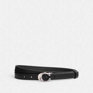 Black Women Coach Sculpted Signature Buckle Reversible Belt 20 Mm Belts | NZ_CH62400