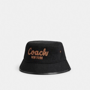 Blue Black Women Coach 1941 Embroidered Denim Bucket Hats | NZ_CH68262