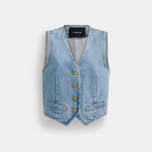 Blue Women Coach Denim In Organic Cotton Tops | NZ_CH74303