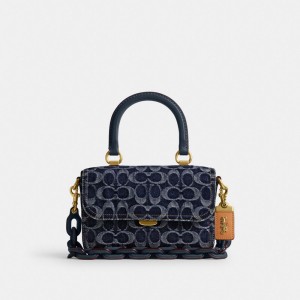 Blue Women Coach Rogue Top Handle In Signature Denim Denim Handbag | NZ_CH33212