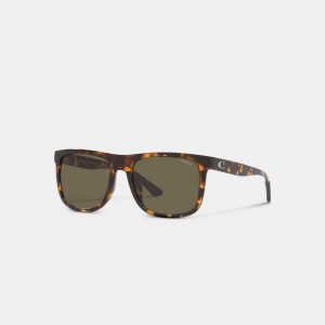 Brown Men Coach Beveled Signature Flat Top Square Sunglasses | NZ_CH51113