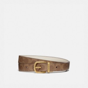Brown Women Coach Harness Buckle Reversible Belt 25 Mm Brass Belts | NZ_CH62693