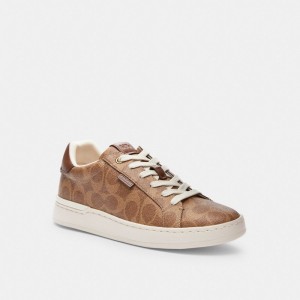 Brown Women Coach Lowline Luxe Low Top Tan Sneakers | NZ_CH10422