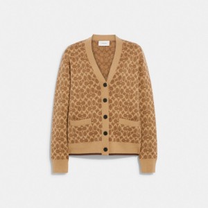 Brown Women Coach Signature Cardigan | NZ_CH80937