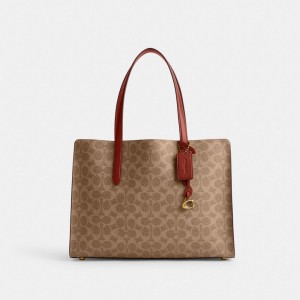 Brown / Red Women Coach Carter In Signature Handbag | NZ_CH50901