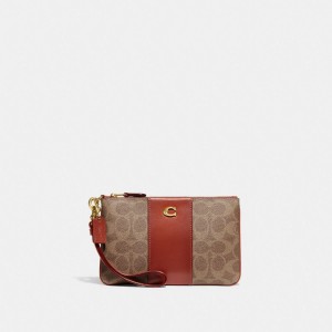 Brown / Red Women Coach Small In Signature Small Wallets | NZ_CH82598