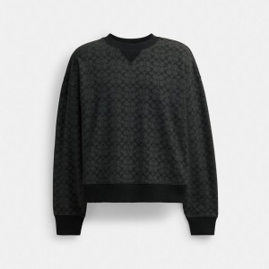 Dark Grey Men Coach Essential Signature Crewneck Signature T Shirts | NZ_CH36335