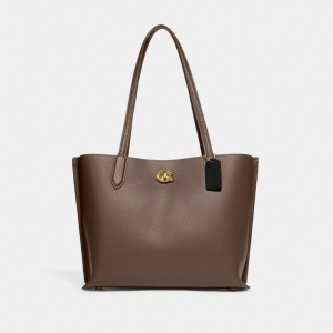 Dark Grey Women Coach Willow Pebble Leather Tote Bag | NZ_CH92869