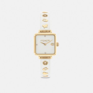 Gold Women Coach Cass 22 Mm Chalk Watches | NZ_CH41465