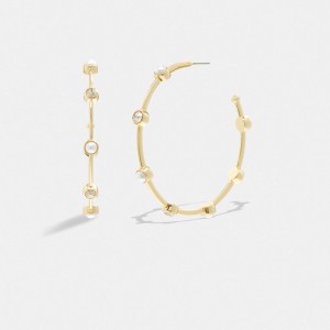 Gold Women Coach Classic Pearl Large Hoop Earrings | NZ_CH12508