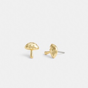 Gold Women Coach Garden Mushroom Stud Earrings | NZ_CH31530