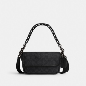 Grey Men Coach Charter Flap 18 In Signature Crossbody Bags | NZ_CH65014
