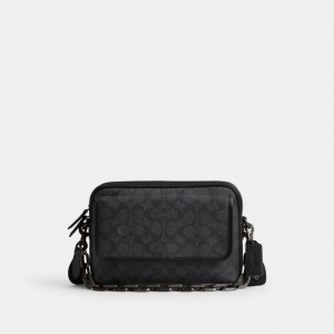 Grey Men Coach Charter Flap 24 In Signature Crossbody Bags | NZ_CH26893
