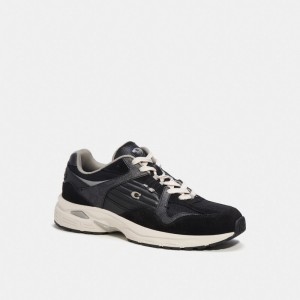 Grey / Black Men Coach C301 With Signature Sneakers | NZ_CH55797