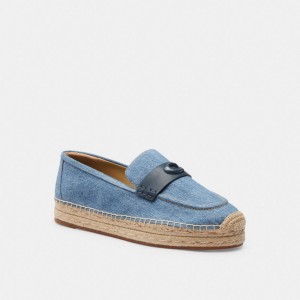 Indigo Blue Women Coach Camilla Indigo Denim Espadrille | NZ_CH77848