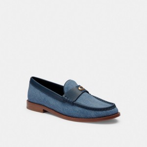 Indigo Blue Women Coach Jolene Indigo Denim Loafers | NZ_CH95869