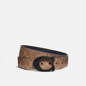 Khaki Men Coach Signature Buckle Cut To Size Reversible Belt 38 Mm Belts | NZ_CH16119