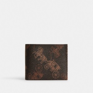 Multicolor Men Coach Double Billfold Wallet With Large Horse And Carriage Print Truffle Billfolds | NZ_CH63966